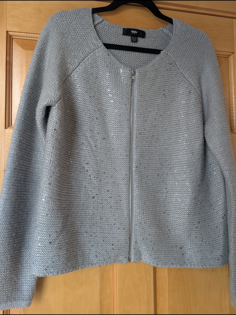 Mossimo Gray Knit Zip Sweater With Sparkle Throughout